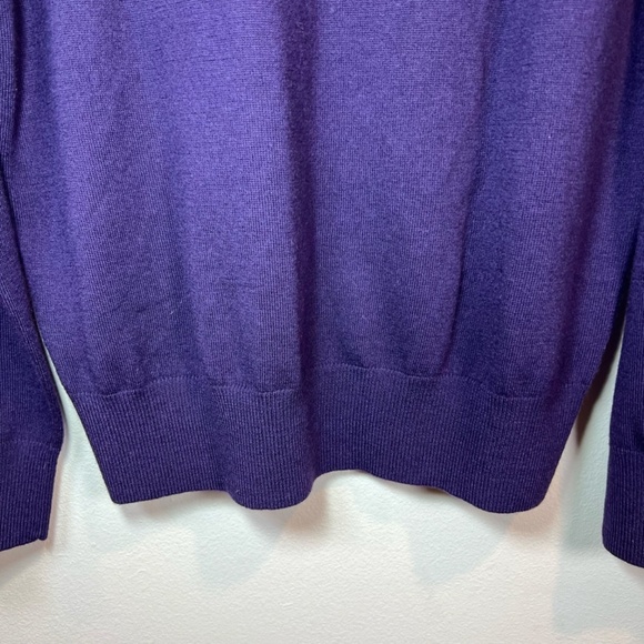 Banana Republic Men's Extra Fine Merino Wool Argyle Sweater Purple V-Neck Large - Picture 12 of 13